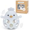 MCGMITT Palla da Presa per Neonati in Silicone Senza BPA - Sonaglio a Forma di Pulcino Giocattolo Sensoriale e Motorio per Bambini di 3 6 9 mesi Facile da Afferrare Come Regalo Montessori - Blu