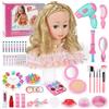 BuzzoXerex Testa Bambola da Truccare e Pettinare, 58 Pezzi Testa da Pettinare Bambina, Bambola da Truccare Regalo di Compleanno, Natale per Bambini a Partire Dai 3 Anni (Rosa)