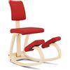 Varier Variable Plus Sedia Ergonomica con Schienale Imbottito Legno Naturale, 100% Tessuto in Poliestere Riciclato, Rosso