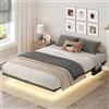 MAHANCRIS Struttura del Letto Fluttuante in Metallo con Stazione di Ricarica e Luci LED, 140 x 200 cm, Letto Matrimoniale con Contenitore, Senza Rumore, Senza Materasso a Molle, Nero ABFBK537UE01