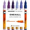 Molotow One4All 127HS - Set di 6 pennarelli acrilici (spessore del tratto 2,0 mm, altamente coprenti e permanenti, ad asciugatura rapida, ricaricabili, per quasi tutte le superficie), colori assortiti