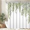 Uiiooazy Tenda Doccia Antimffa, Tenda da Doccia 180x200cm Verde Salvia Eucalipto Foglie Blu Verdi Tende da Bagno Tessuto Lavabile Impermeabile Poliestere Tende per Vasca da Bagno con 12 Anelli