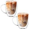 Nicphyn 2 Pezzi Tazzine da Caffè, Bicchieri Doppio Vetro con Manici, Tazze, Tazza Espresso per Latte, Cappuccino, Bevande Calde, Tè, Succo di Frutta(350ML)