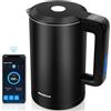 Aigostar Benjamin- Bollitore Smart controllo WLAN compatibile con Alexa e Google Home, Bollitore Elettrico Temperatura Regolabile 40-100 ℃, Doppia Parete, 1,7L 2200W. Funzione di Mantenimento Caldo