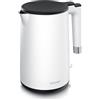 Arendo - Bollitore in acciaio inox - 1,5 litri - 2200 Watt - Design a doppia parete - Controller a 360° - Senza BPA - Protezione contro il surriscaldamento e il declino - Bianco opaco