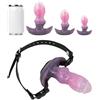 SAHOOSAFETY 3 misure Monster Penis Mouth Gag Ball Gag regolabile con dildo in silicone Plug anale Butt Plug SM Giocattoli erotici for coppie Donne Uomini(S)