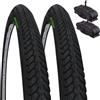 ECOVELO 2 COPERTONI 700X35C (37-622) +2 CAMERE D'ARIA CON VALVOLA SCHRADER AMERICA PER BICLETTA BICI CITY BIKE TREKKING COUNTRY NERO 28X1 5/8 3/8