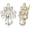 Clearine Clip On Matrimonio Orecchini per Donne Brial Bridesmaid Stunning Goccia Marquise Cut Rhinestone Statement per Prom Party Trasparente Oro-fondo