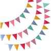 Vonsera 3 Bandierine Coloratei, 36 Bandierine Triangolar (17.5x12.5cm), 12m Striscione Feste, Decorazioni Compleanno per Feste Bambina/Bambino, Laurea, Decorazioni Giardino Esterno, Carnevale, Pasqua