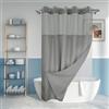 River Dream Tenda da doccia con rivestimento impermeabile in PEVA senza gancio, 180,3 x 188 cm (182,9 cm), stile hotel con finestra superiore trasparente, tenda in tessuto e fodera impermeabile per bagno, grigio