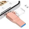 Chasisna Chiavetta USB 3 in 1 da 128GB Per i phone,Memoria Esterna i phone per Trasferire Foto e Video, Compatibile con i-phone, i-pad, Mac, Tablet, PC e Smartphone Android con USB-C