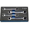 Capri Tools Chiave a cricchetto reversibile 4 in 1 a 120 denti, metrica e SAE, 4 pezzi con 16 misure