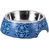 DRW Mangiatoia Cane o Gatto Rimovibile Arabesco Blu Grande 18x18x7 cm
