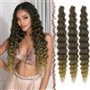 FESHFEN Ocean Wave Crochet Hair extension - 3 Pezzi Estensioni Capelli per Treccine a Onde Ombre Nero/Marrone Dorato Sintetici Ondulati Braiding Trecce Boho Posticci Extensions, 55 cm T1B/27#