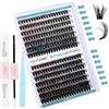 GEMERRY 3D Effect Ciglia Finte Ciuffetti Kit 40D/50D Ciuffi a Ciglia 0.07mm D Curl 10-18 mm con Lash Bond and Seal Colla Pinzette Ciglia a Grappolo Extension Ciglia Kit(3D-40+50D-0.07D-10-18mm-Set)