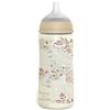 Suavinex, biberon da 360 ml, con tettarella fisiologica SX Pro in silicone, valvola anticolica, flusso denso (L), per liquidi a densità densa, adatto per pappe liquide. Neonati +6 mesi. Poetry, Beige