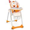 Chicco Polly 2 Start, Seggiolone Per Neonati Dalla Nascita a 3 Anni (15 Kg), Regolabile, 4 Ruote, Schienale Completamente Inclinabile In Sedia E Chiusura Compatta, Fancy Chicken Arancione