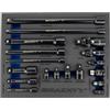 HASKYY Set di prolunghe per chiave a bussola, 1/4, 3/8, 1/2 pollici, cricchetto, adattatore, giunto cardanico, raccordi per auto e industriali, colore nero, 18 pezzi