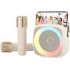 TANALAZ Karaoke per Bambini con 2 Microfono, Regalo Bambina 3-12 Anni Microfono Bluetooth Per Ragazzi e Ragazze, Portabile Macchina Karaoke con Design Supporto per Telefono sistema PA per feste a casa(Bianco)
