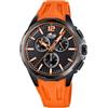 LOTUS Orologio Uomo 18952/6 Outlet Cassa in Acciaio Inox 316L Nero Cinturino in Gomma Arancione, Nero