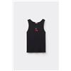 Tezenis Canotta Bimba Spalla Larga Cotone Costine Ricamo Bambina Nero