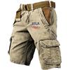 Generico Shorts Uomo Cargo Estivi Pantaloni Corti Lavoro Tasche Laterali Leggero Vintage Pantaloncini Vita Elasticizzata Cargo Bermuda Taglie Forti Sportivi Elasticizzati Shorts Pantaloncino Trekking Running