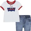 Levi's Lvb Pup Batwing Ringer Tee & Shirt Bimbo, Bianco, 6 Mesi