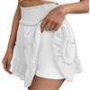 Generico Donna Mini Gonna Vita Alta in Tulle a Balze con Pantaloncini, Comodo e Casual per Le Vacanze, con Gonna a Pieghe e Balze, in Tinta Unita (A1-Bianco, M)