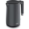 Arendo - Bollitore in acciaio inox - 1,5 litri - 2200 Watt - Design a doppia parete - Controller a 360° - Senza BPA - Protezione contro il surriscaldamento e il declino - Nero Cool Grey Matt