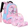 A AM SeaBlue Zaino Ragazza Unicorno Zaini Ragazze Zainetti Bambini Cartella Leggero Scuola Elementare Bambina Set Zaino per la Scuola Borsa per Ragazze Zainetto