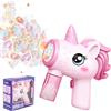 Fancysky Spara Bolle Elettrico, Fancysky Sparabolle di Sapone Bambini, con 150 Ml di Liquido a Bolle, Bubble Gun con Luce, Adatta per Matrimoni, Parchi, Viaggi, Bubble Machine Party (Cavallo rosa)