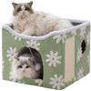 ERNAN Cuccia Gatto e cani.Lettino Per Gatti, Cuccia Gatto Interno, Cuscino per Pieghevole da Interno,Casa pieghevole con terrazza e tiragraffi, Adatto per Gatti,Piccoli Anima (Green, Small)