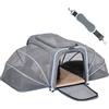 Petsfit Borsa pieghevole per il trasporto di gatti e cani, espandibile con tracolla, borsa da trasporto per cani, in tessuto Oxford per gatto e cane, M/grigio/double face