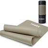 POWRX Tappetino Fitness 183 x 60 x 1,5 cm (Grigio chiaro) - Tappeto palestra ideale per Ginnastica, Yoga e Pilates - Ecocompatibile con Tracolla e Sacca Trasporto - Antiscivolo + PDF Workout