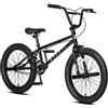 AVASTA 20 Pollici Freestyle Giovane bicicletta BMX Bambini bicicletta per 6 7 8 9 10 11 12 13 14 Anni ragazzi Ragazze Giovani Adulti e Driver di Livello principiante con 4 Peg, Nero con pneumatici