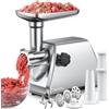 AIRMSEN Tritacarne Elettrico Professionale 2 Lame Acciaio Inox 3 Griglie & Accessori Salsicce Kubbe Motore Silenzioso Pulizia Facile Ideale per Casa (Piccolo)