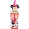 CARTOON Bicchiere con cannuccia Minnie Disney con personaggio 3D in plastica riutilizzabile BPA Free capacità 360 ml