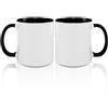 MR.R Set di 2 tazze da caffè vuote per sublimazione, 325 ml, tazza bianca con interno e manico di colore nero