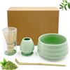 Druuzyl 4 pezzi Set di ciotole in ceramica per matcha, ciotola per matcha, frusta per matcha, spatola, porta scopa per matcha per la cerimonia del tè.