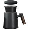 RUNQIN OUTDOOR Tazza di Ceramica con Filtro e Coperchio, Tazze da Te con Infusore e Colino 400ml Grande, Tazzine da The con Manico Legno perfetto per La Preparazione di tè Sciolto, Regalo Tazza per Tisana Infusi