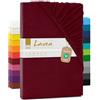 Lavea Lenzuola con angoli jersey - Serie Maya, 100% cotone, Finitura di alta qualità, con elastico perimetrale, certificato Oeko-Tex Standard 100, Cotone, bordeaux, 120 x 200 cm