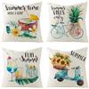 CEVAN Lino Federe E Cuscini per Arredare Federa per Cuscino Poltrona da Esterno Spiaggia Estiva Federe Cuscini Estivi Federa Cuscino Decorazioni Murali 40x40cm,4Pcs