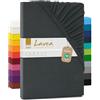 Lavea Lenzuola con angoli jersey - Serie Maya, 100% cotone, Finitura di alta qualità, con elastico perimetrale, certificato Oeko-Tex Standard 100, Cotone, Antracite, 60x130cm | 70x140cm