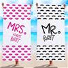 YHYanHui Mr and Mrs - Set di 2 asciugamani da spiaggia in microfibra, per donne e uomini, con stampa divertente di labbra e baffi, leggeri e sottili, set di 2 asciugamani da bagno per coppie, 70 x 150