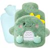Cisixin 1 Pezzi Borsa Acqua Calda Bambini Mini,Bottiglia di Acqua Calda Carino,Regalo Perfetto per Bambini, 400ml, 20x21cm, Dinosauro