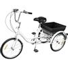JJsdwin Triciclo da 20 pollici per adulti, 3 ruote con cestino per la spesa a 8 marce, bici per anziani, adulti e donne, colore: bianco