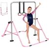 BAKAJI Barra per Ginnastica e Danza per Bambini e Bambine in Metallo, Sbarra Parallela Pieghevole e Regolabile in Altezza, Supporto Orizzontale per Fitness con 2 Anelli Impugnatura Schiuma Ergonomica