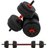 HOMCOM Set di Manubri 2 in 1 Antiscivolo con 12 Dischi Pesi da 20 kg e Connettore, Manubri Regolabili in HDPE e Sabbia, Palestra in Casa, Nero