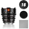7artisans 16mm T2.1 Obiettivo cinematografico professionale S35 Telaio compatibile con Canon RF-S Mount per RED KOMODO/KOMODO X/CANON C70/R7/R50/R16 (Nero)