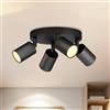 LVWIT Faretti LED da Soffitto Orientabili Nero,Faretto LED Interno con 4 Luci in Alluminio GU10, Orbicolare Base, Faretti da Soffitto Moderna Industriali per Barra, Salotto, Cucina (Senza Lampadina)